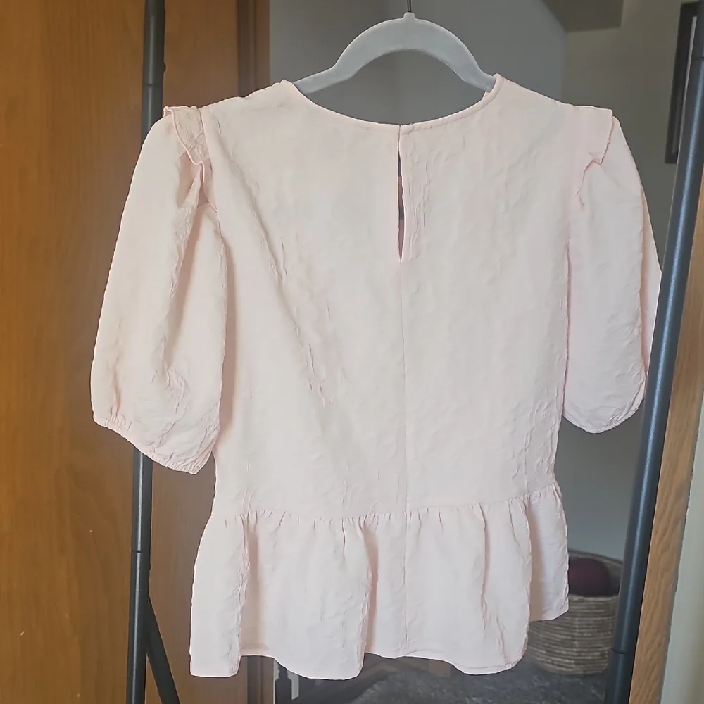 Express Light Pink Ruffle Sleeve Blouse - Picture 2 of 3